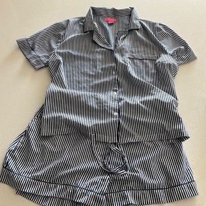 Navy and White Striped Pajama Set